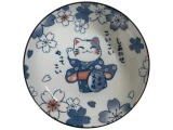 assiette en ceramique chat porte bonheur 17,2cm