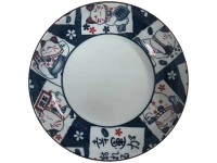 assiette en ceramique  chat bleu 17,2cm