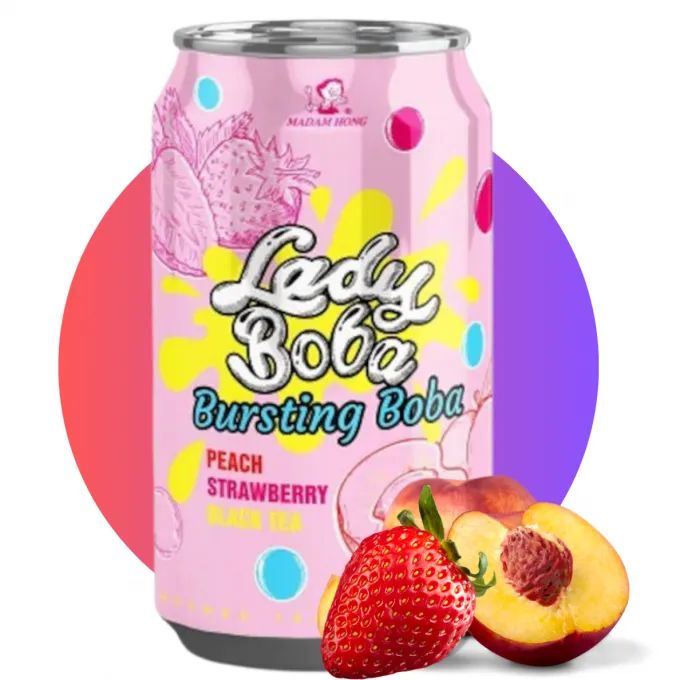 lady boba bubble tea pêche fraise 320ml