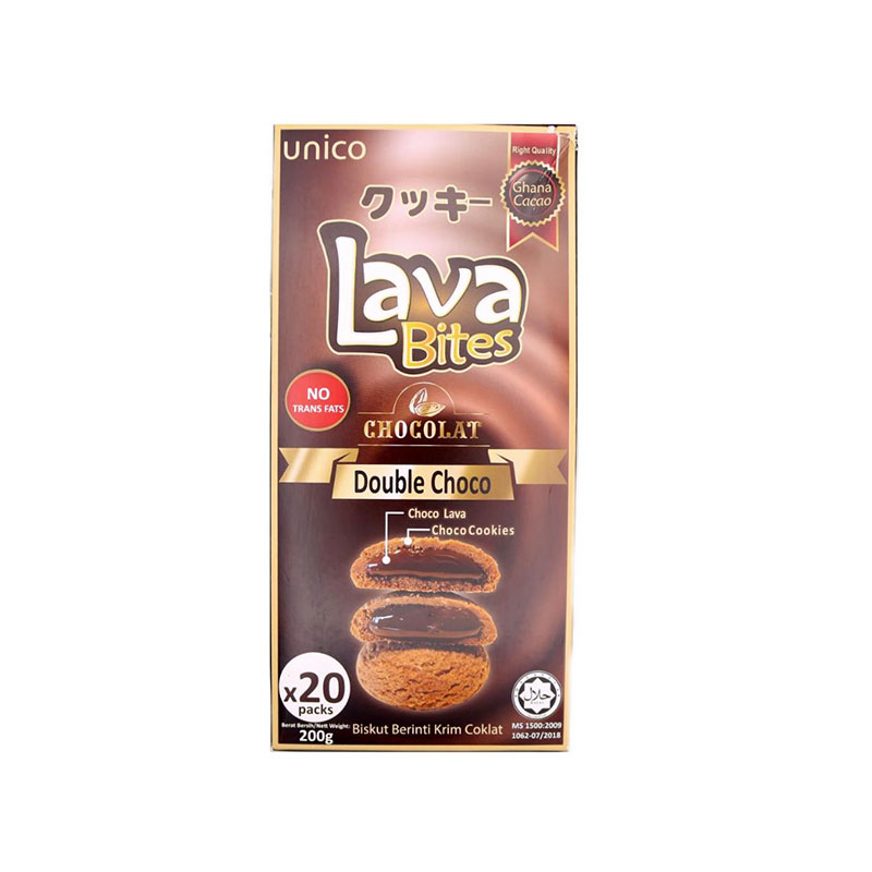 cookies double chocolat 20 sachets  200gr lava bites